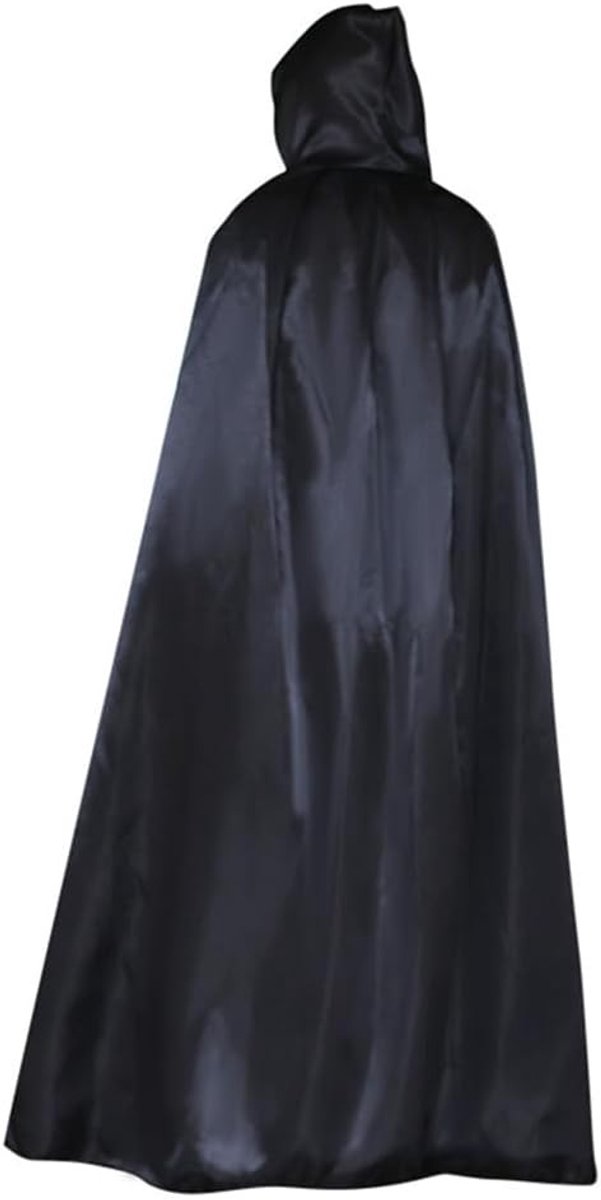 Halloween Cape Unisex - Lange Zwarte Cape met Kap voor Cosplay en Feestkleding