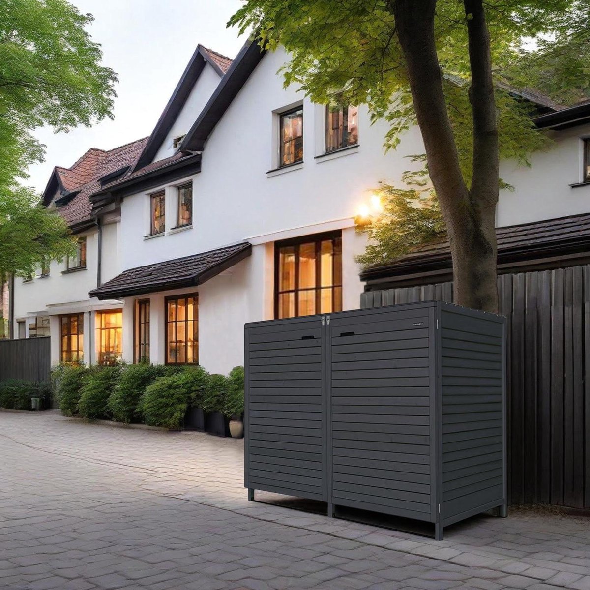 Afvalcontainerbox - Vuilnisbak ombouw - Tuin Opbergen - Voorgeïmpregneerd Hout - 2x 240 Liter - Antraciet