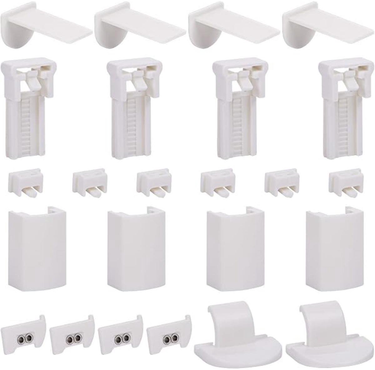 SSTRWGOOD Montageset voor plisségordijnen - Pleats Gordijnen Montage Set - Geschikt voor Ramen met Vier Zugbänder - Kunststof Montage Set Incl. Klemhouders en Stoppen - 2mm Afdekking voor Plisseegordijnen