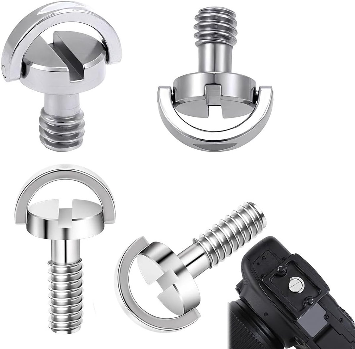 Set van 4 Duurzame 1/4 Inch Duwschroeven voor Camera Statief en Monopod, Snelle Bevestiging en Vervangingen voor Fotografie Accessoires