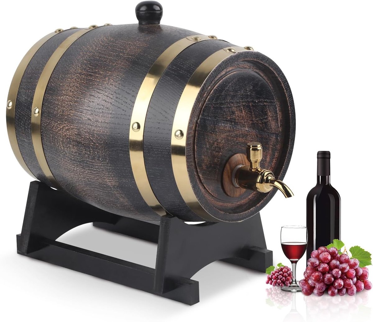 3 Liter Eikenhouten Whiskey Dispenser voor Thuisgebruik - Perfect voor Brandy, Wijn en Bier met Kraan