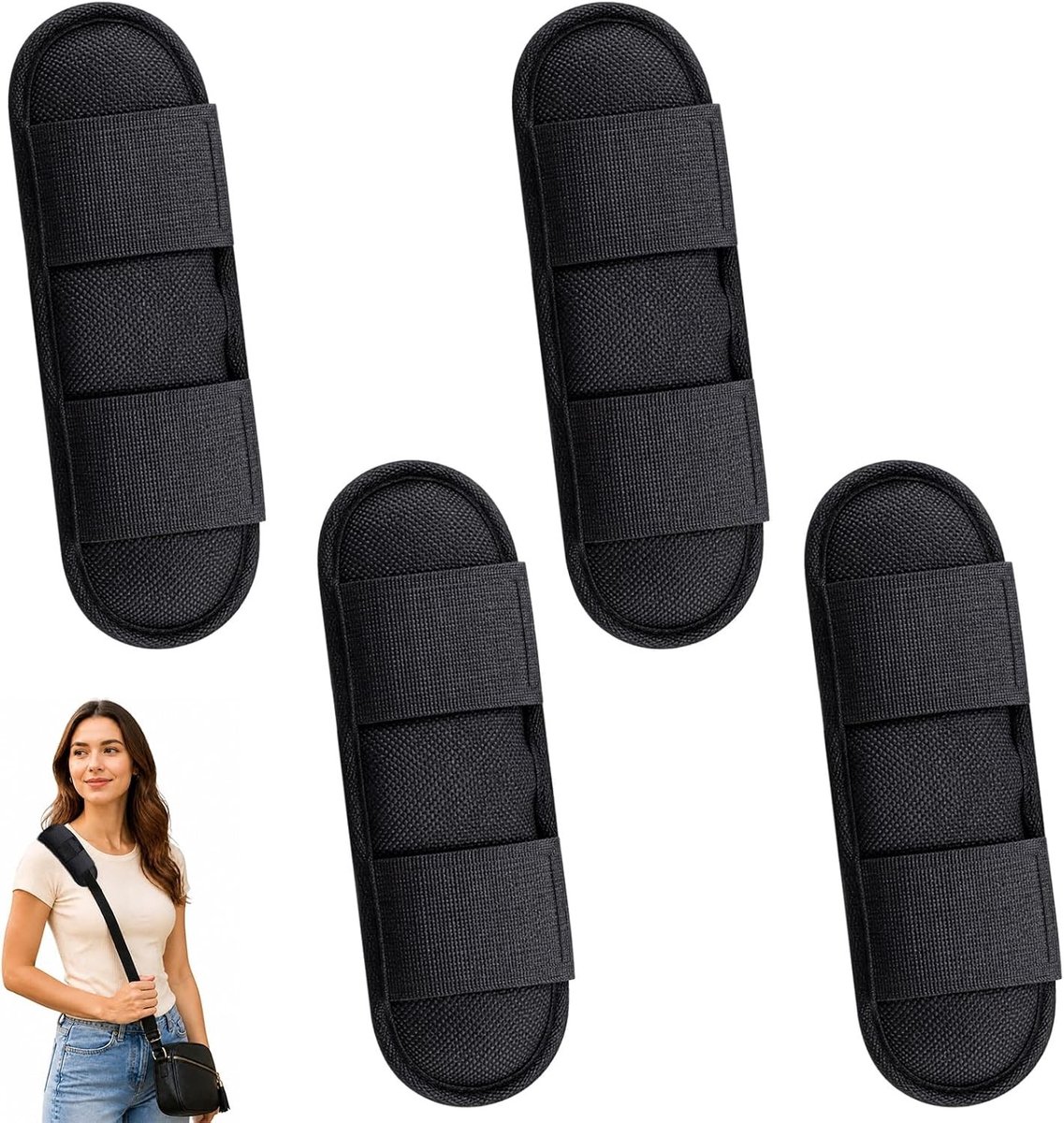Set van 4 afneembare schouderkussens met ultradikke padding en klittenband voor tassen, rugzakken en cameratassen