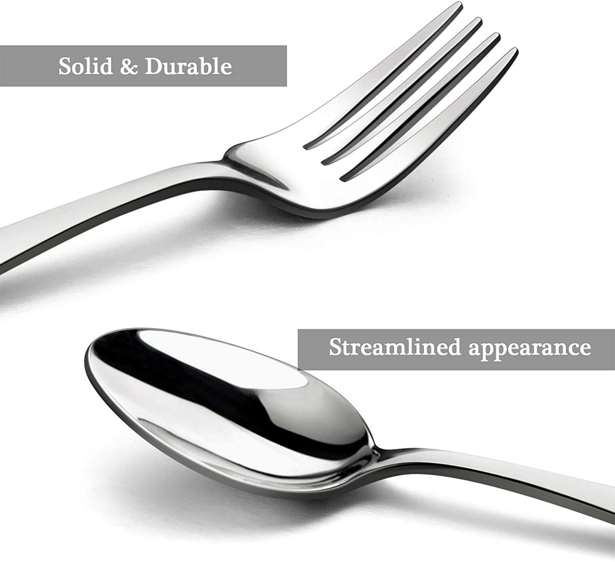 HornTide 20-Piece Cutlery Flatware Sets Dinner Knife Fork Spoon 5-Piece Place Setting Service for 4 Person Stainless - ShopVlot