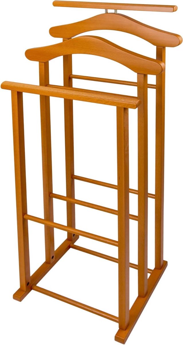 Kledingrek - Kleerhanger standaard - Ochtendroutine - Drievoudige draagkracht - 43 x 108 x 35 cm - Kersenhout