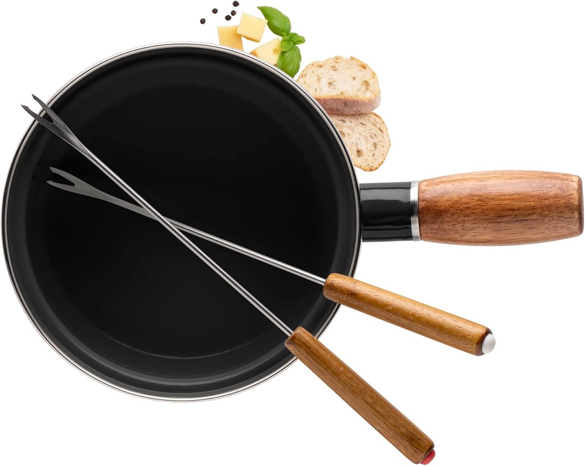 Kaasfondue set - Fondue voor twee - Gezellige avonden - Inclusief 4 accessoires - Voor 2 personen - Zwart – foto 3