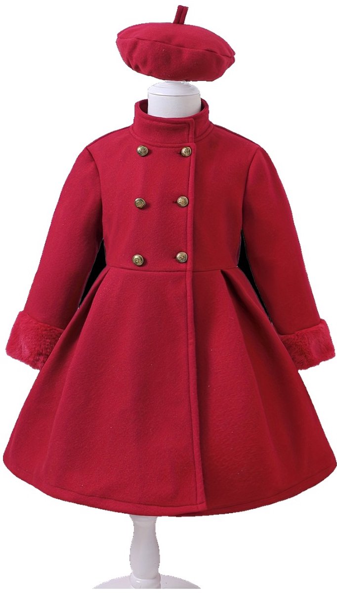 Currero Mantel Meisjes Tussenmantel Meisje Winter Jas Mantelpakje Trenchcoat Overjas Overcoat Winterjas 8-9 Jaar Rood