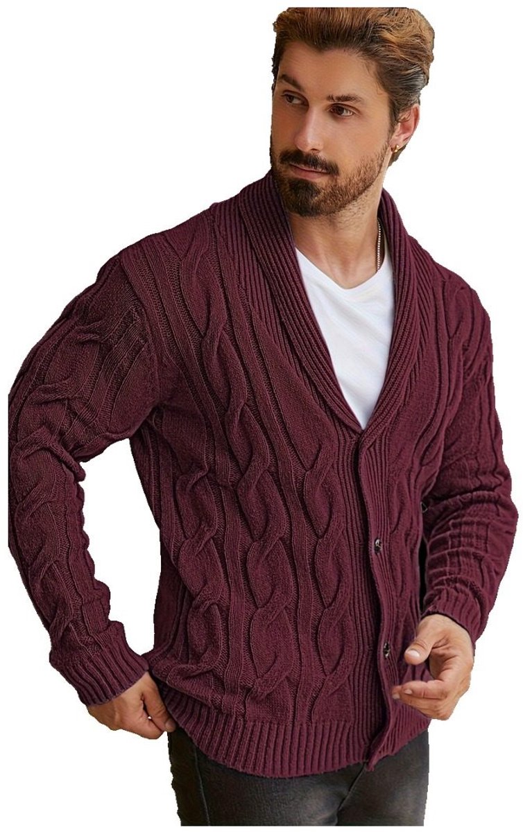 Currero Cardigan Heren Vest Mannen Met Knopen Volwassenen Warm Gebreid Vest Donkerrood