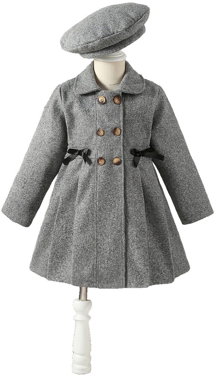 Currero Mantel Meisjes Tussenmantel Meisje Winter Jas Mantelpakje Trenchcoat Overjas Overcoat Winterjas 7 Jaar Grijs