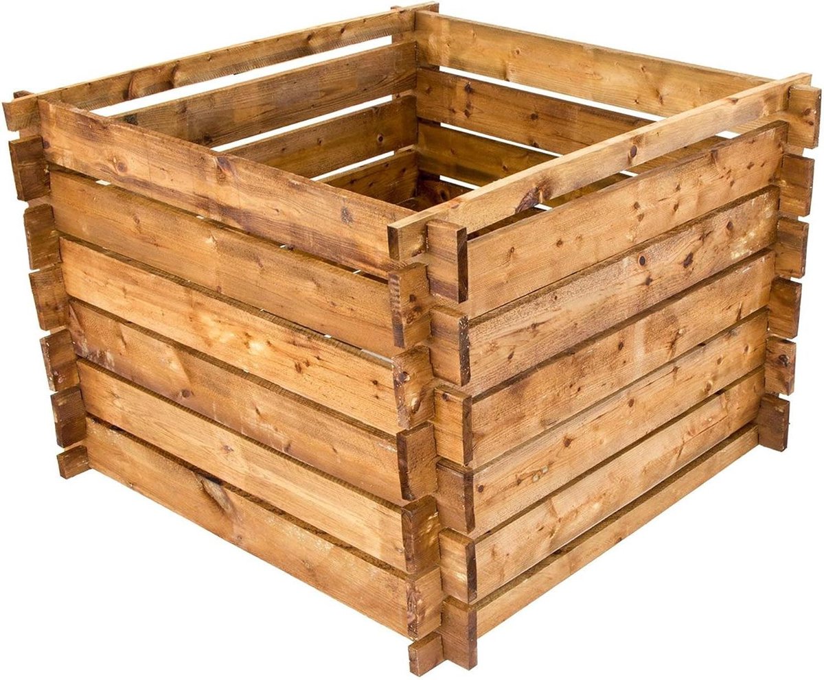 Compostbak Hout - Tuincompostbak - Meststof Maken - Insteeksysteem - 100x100x65cm - Bruin
