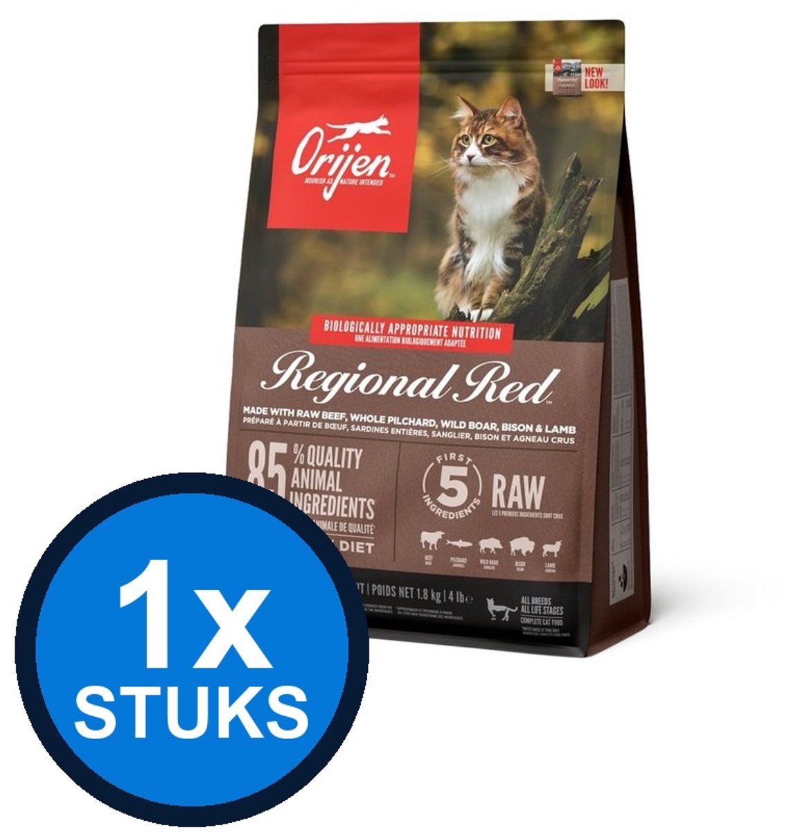 1x Orijen Cat Whole Prey Regional Red - Kattenvoer - 1,8kg