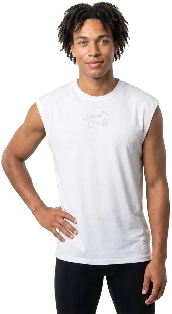 Puma Cutoff Mouwloos T-shirt Man Wit