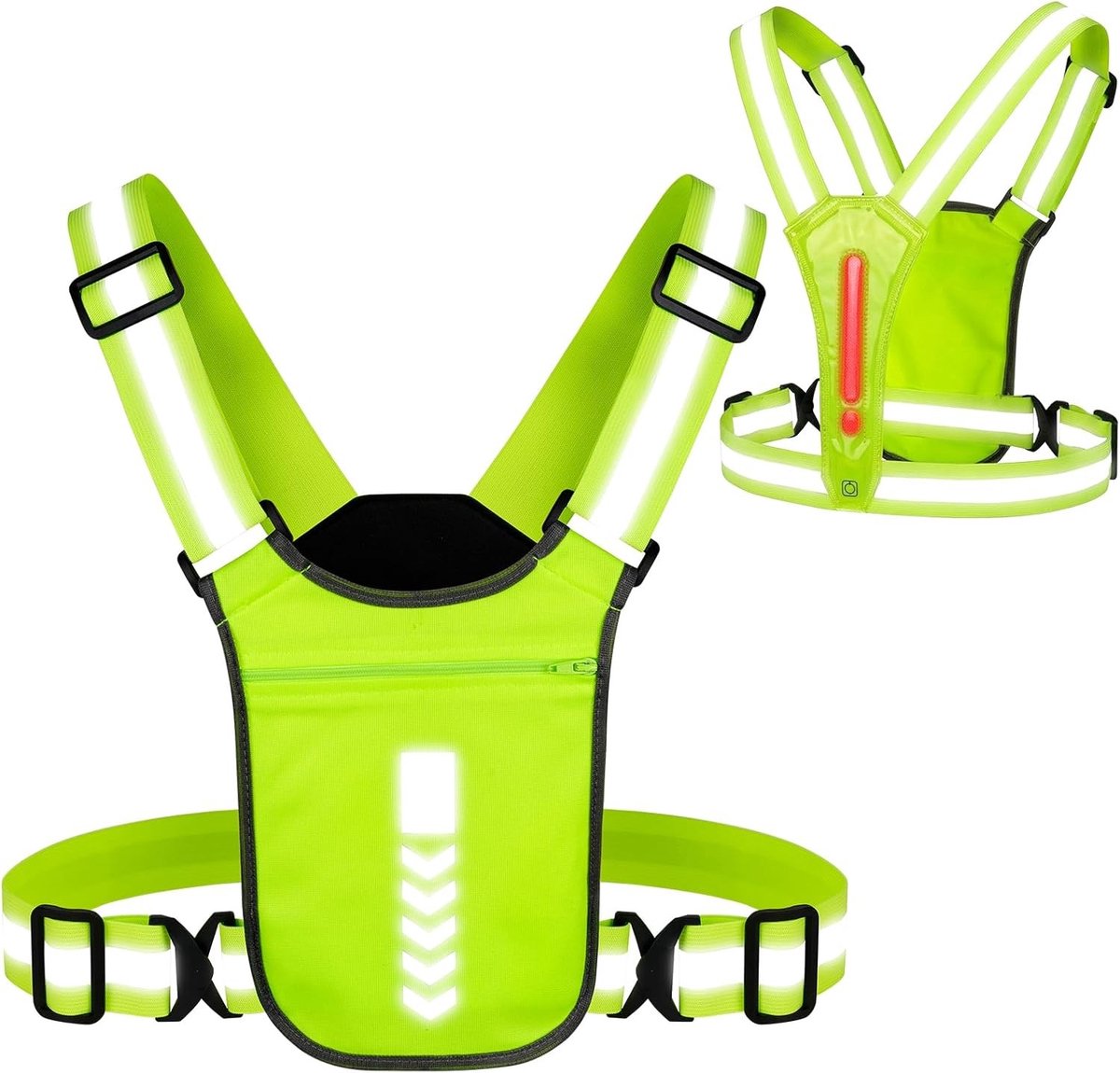 Loopvest - Fluorescerend Geel - Verstelbaar 70-110 cm Taille - Polyester Reflecterend Veiligheidsvest - Unisex