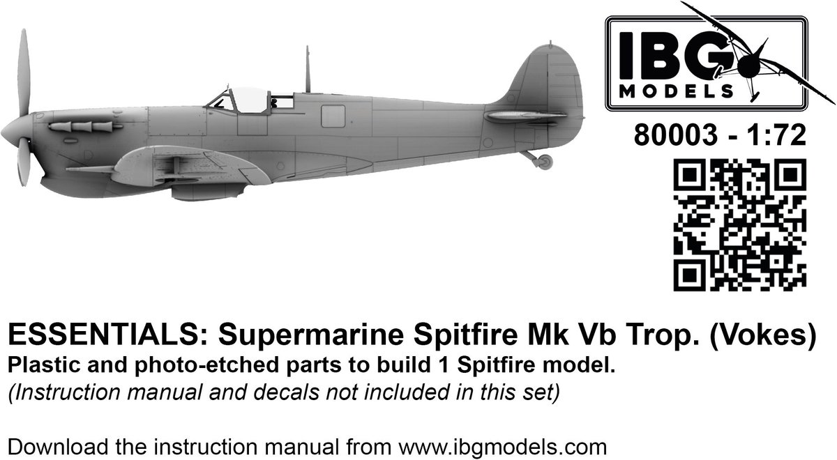 IBG Models Modelbouwpakket Vliegtuigen - 80003 Supermarine Spitfire Mk.V Trop. Vokes - Essentials - Brits Jachtvliegtuig Plastic - 1:72 - Modelbouw