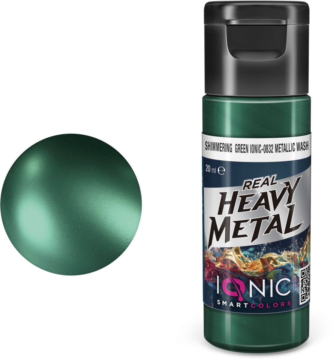 AMMO by Mig Jimenez Hobbyverf Acrylverf - MIG IO0832 Ionic Smart Colors - Real Heavy Metal - Glanzend Groen - Metallic Wash - Metallic Acryl - 20ml Verf potje - 20 ml