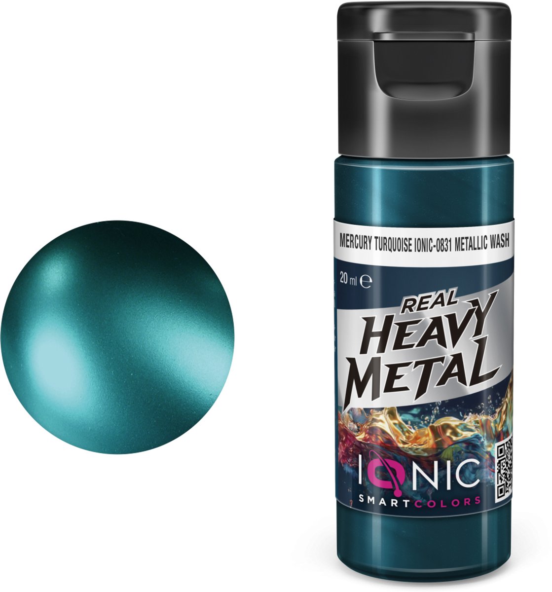 AMMO by Mig Jimenez Hobbyverf Acrylverf - MIG IO0831 Ionic Smart Colors - Real Heavy Metal - Kwik Turquoise - Metallic Wash - Metallic Acryl - 20ml Verf potje - 20 ml
