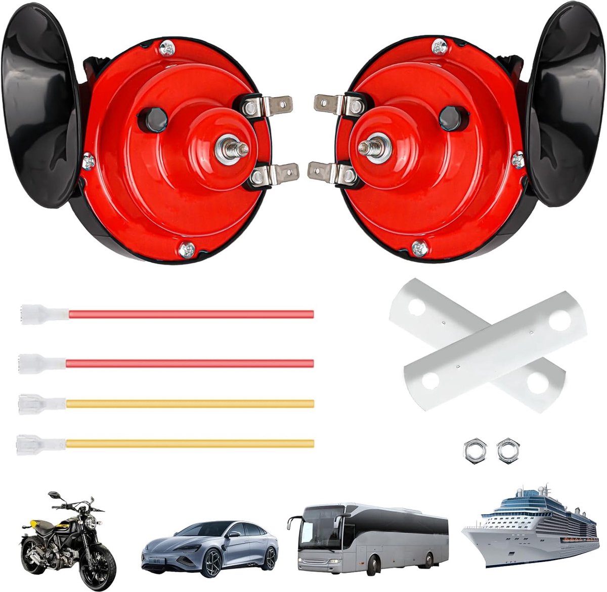 Luchthoorn - Zilver - Set van 2 - Waterdichte ABS Luchthoorn met Dual Tone - Voor Vrachtwagen en Auto