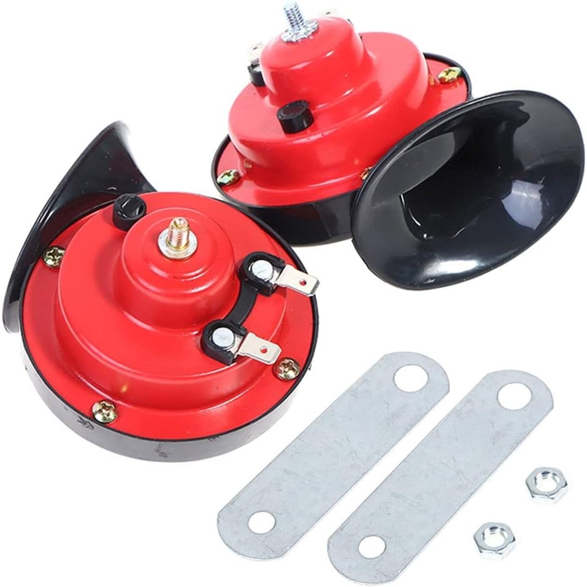 Luchthoorn - Rood - 2 Stuks - 12V Waterdichte Dubbele Tone Hoorns - Voor Auto en Motorfiets