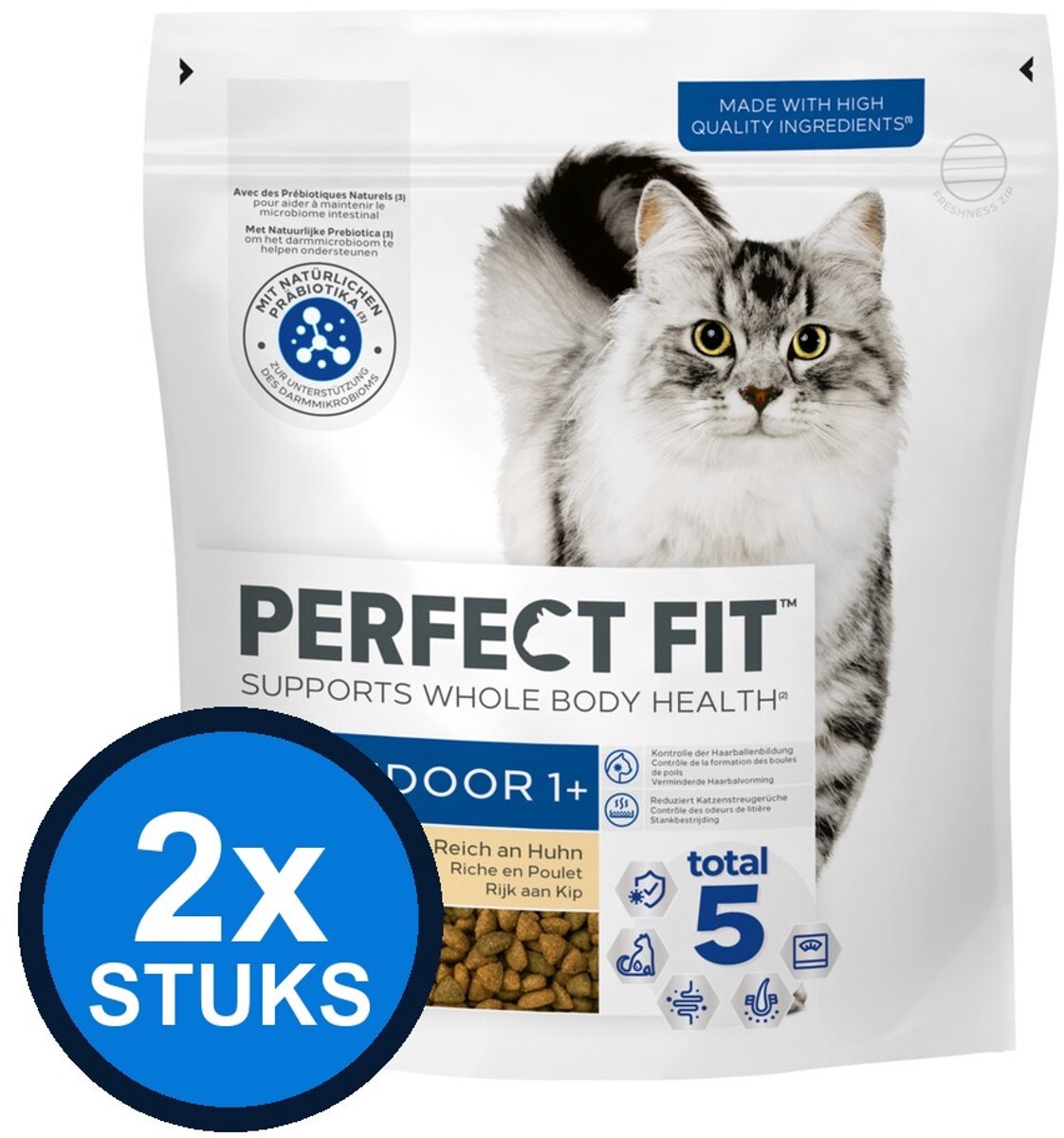 Perfect Fit Perfect Fit Indoor Adult 1+ Brokjes Kip - Kattenvoer Droogvoer - 750g