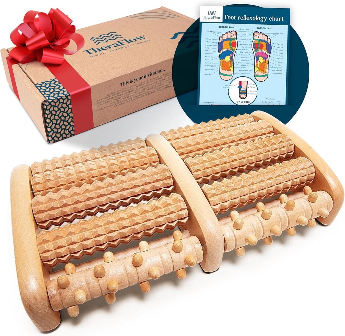 Voetmassageapparaat - Hout - Handmatig - Met Antislip en Acupressuurnoppen - Voor Volwassenen