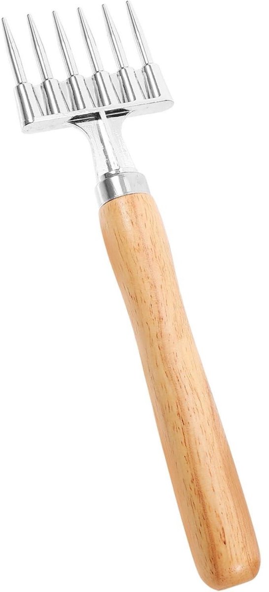 longziming -Handmatige IJsbreker met Houten Handvat 22 cm - Aluminium IJspriem met 6 Punten - IJscrusher voor Cocktails en Longdrinks - Baraccessoire