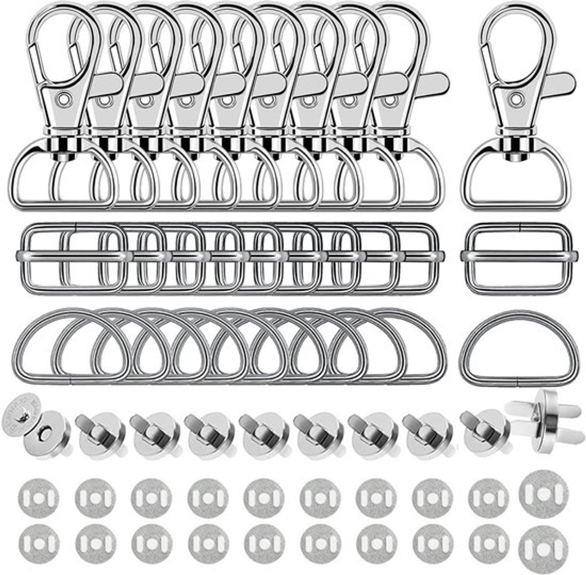 Draaibare karabijnhaken 40 stuks - Sleutelring - Sieraden - Handtassen - Naaiprojecten - Doe-het-zelf - Zilver