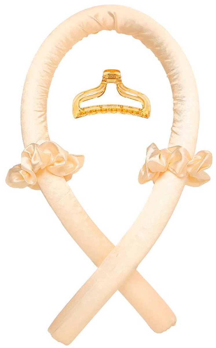 4-delige set - Krulstaaf zonder hitte - Rubberen krulband voor tijdens het slapen - Haaraccessoireset - Grote golven - Champagne