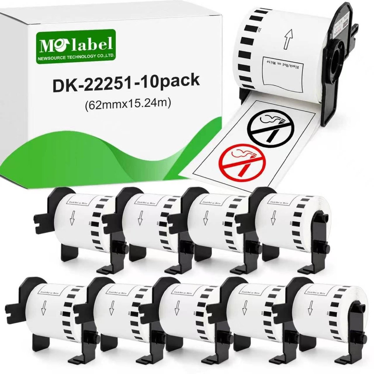 Solidchoice - 10 Rollen Eindeloze Zelfklevende Etiketten 62 mm x 15,24 m