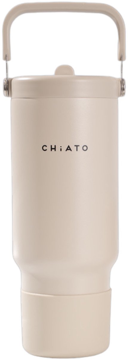 CHiATO Home freshSIP Oat Cream geïsoleerde tumbler met een flipdeksel en rietje, 946 ml – Crème
