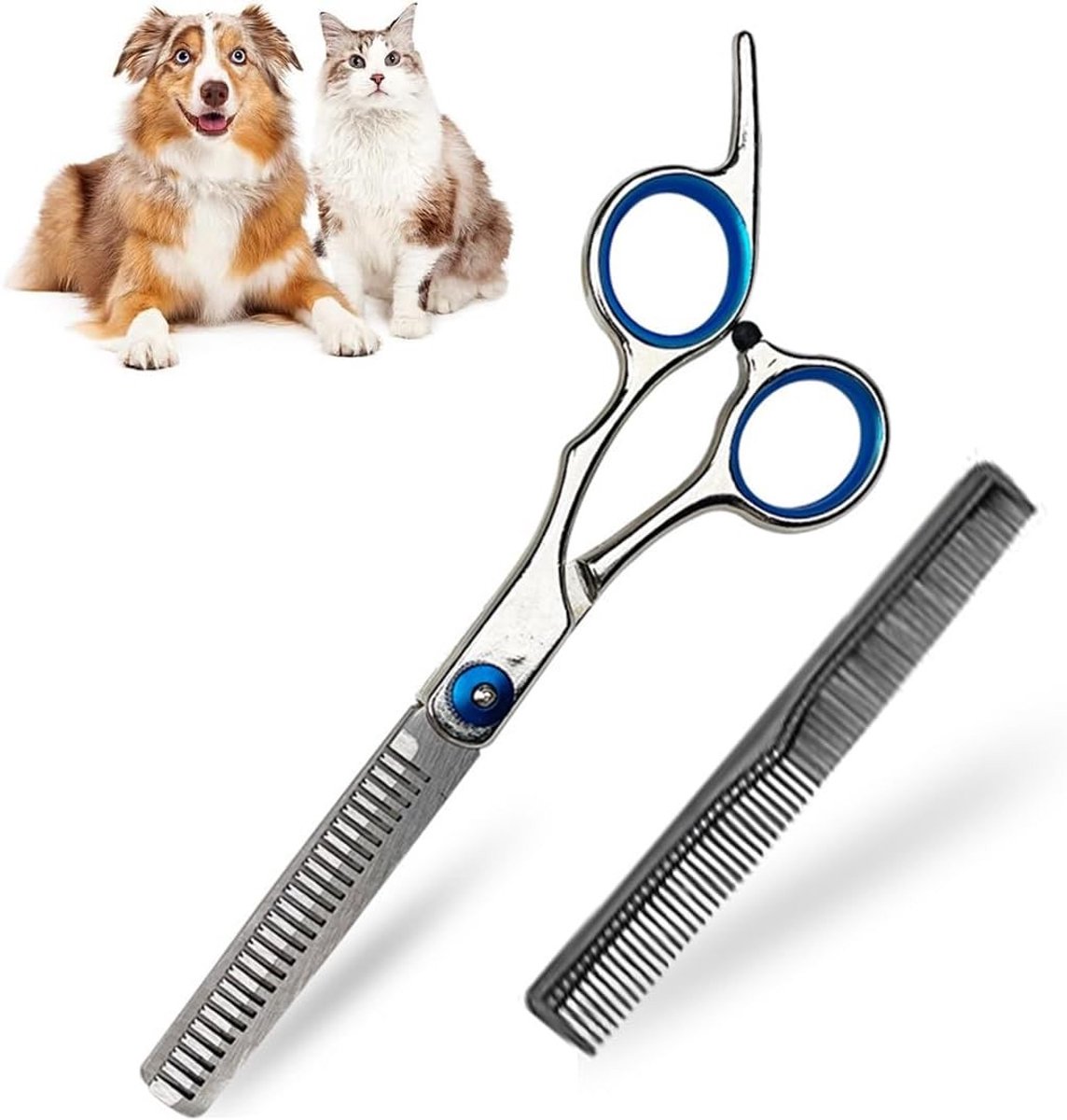 Hondentondeuse voor dikke vacht - RVS - Professionele uitdunschaar met ronde punt - Veilig en ergonomisch voor honden en katten