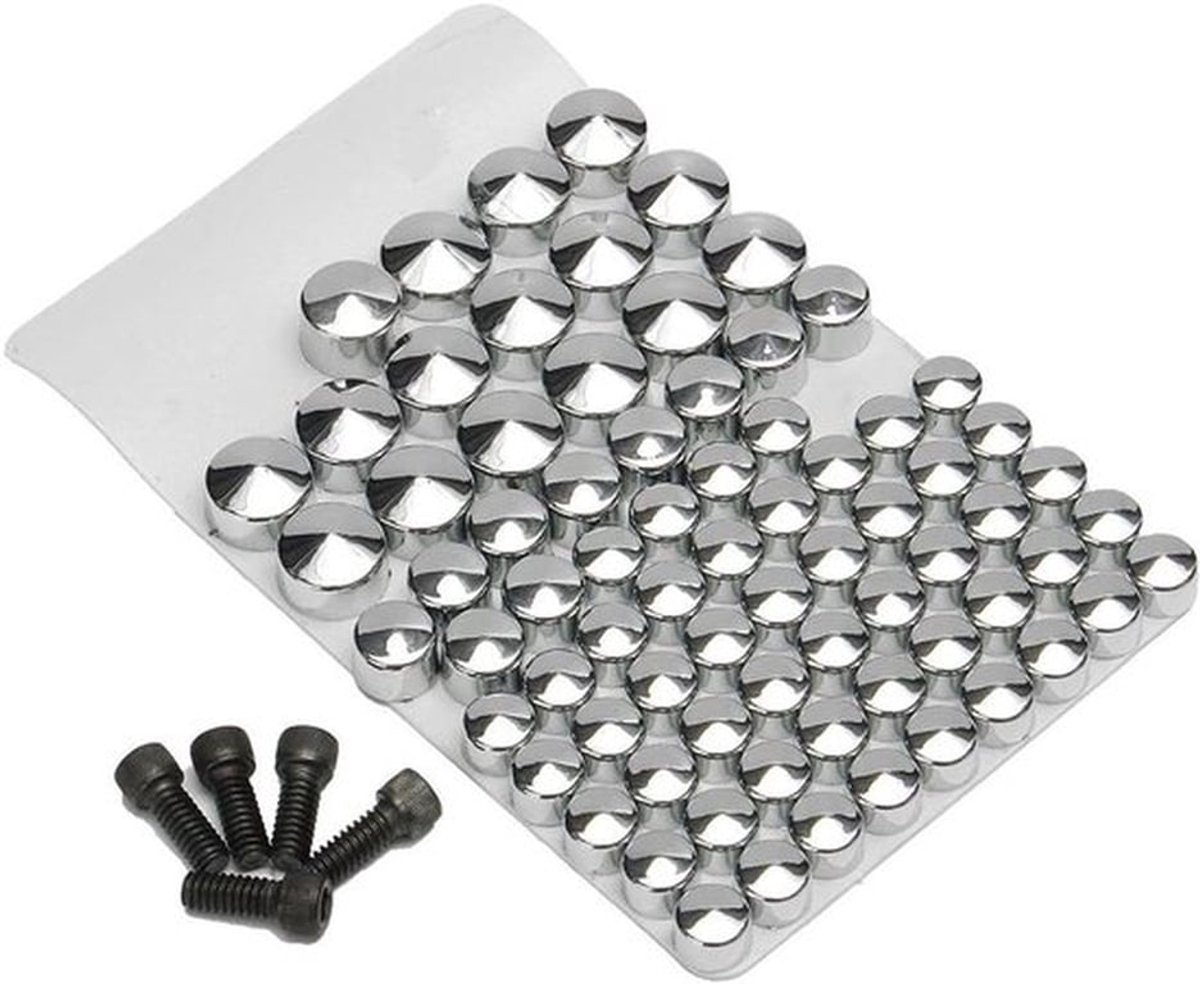 Chroom bouten set - 75-delige - Dekselmoerenset - Topper Caps - Geschikt voor FLT-FLH - Zwart chroom - Accessoires voor motorfiets