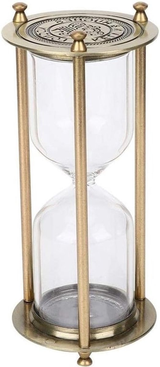 Zandloper - Timer - Accessoire - Glas - Kantoor - Timer - Klein - Legering Relief Imitatie Koper Zandloper, Glaslegering Zand Klok Zandloper Timer Accessoire Geschenken Ornament voor Kantoor Huisdecoratie(Klein)