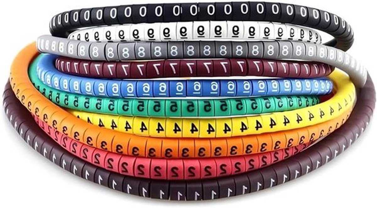Kabel Markeringsgereedschap - Draad Identificatie Sleeves PVC - Nummerbuis - Bedrading Isolatie - Geschikt voor 0 tot 9 Digitaal - 500 stuks - Vlamvertragend - 1.5mm2 - Draad Nummerbuis.