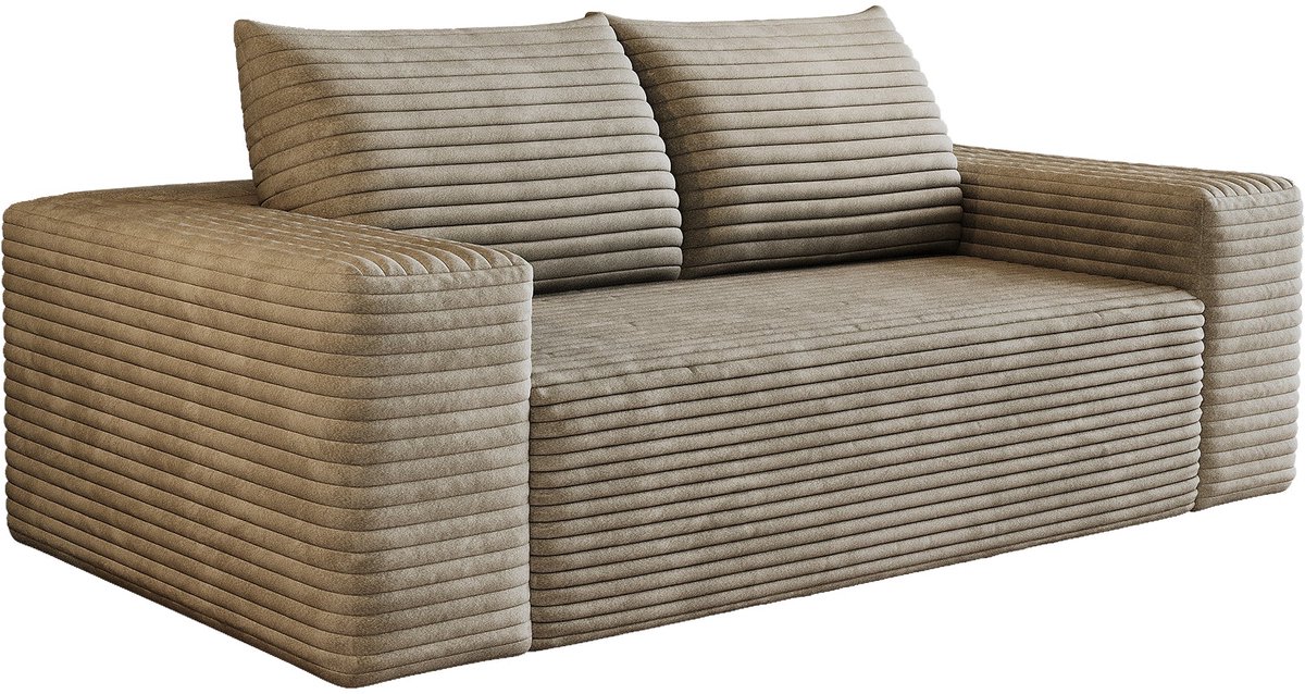 Merax 3-Zitsbank 180 cm - Ribstof - Diepe Zit - Zachte Schuimvulling - Modulaire Loungebank - Camelbruin