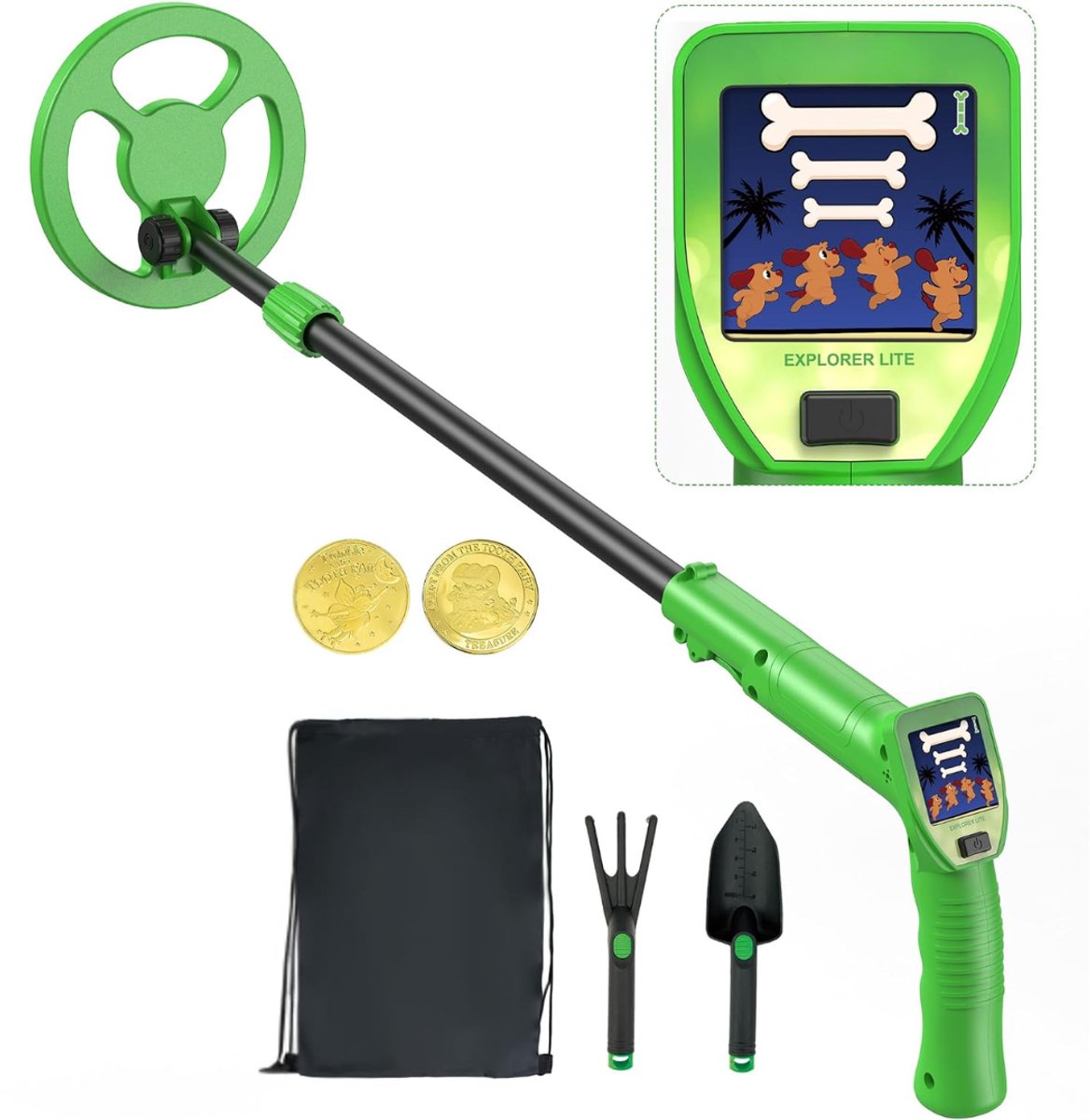 Lìon® Metaaldetecktor voor Kinderen - Waterdicht & Lichtgewicht - Metaaldetector - Groen - 15cm x 5cm x 4cm