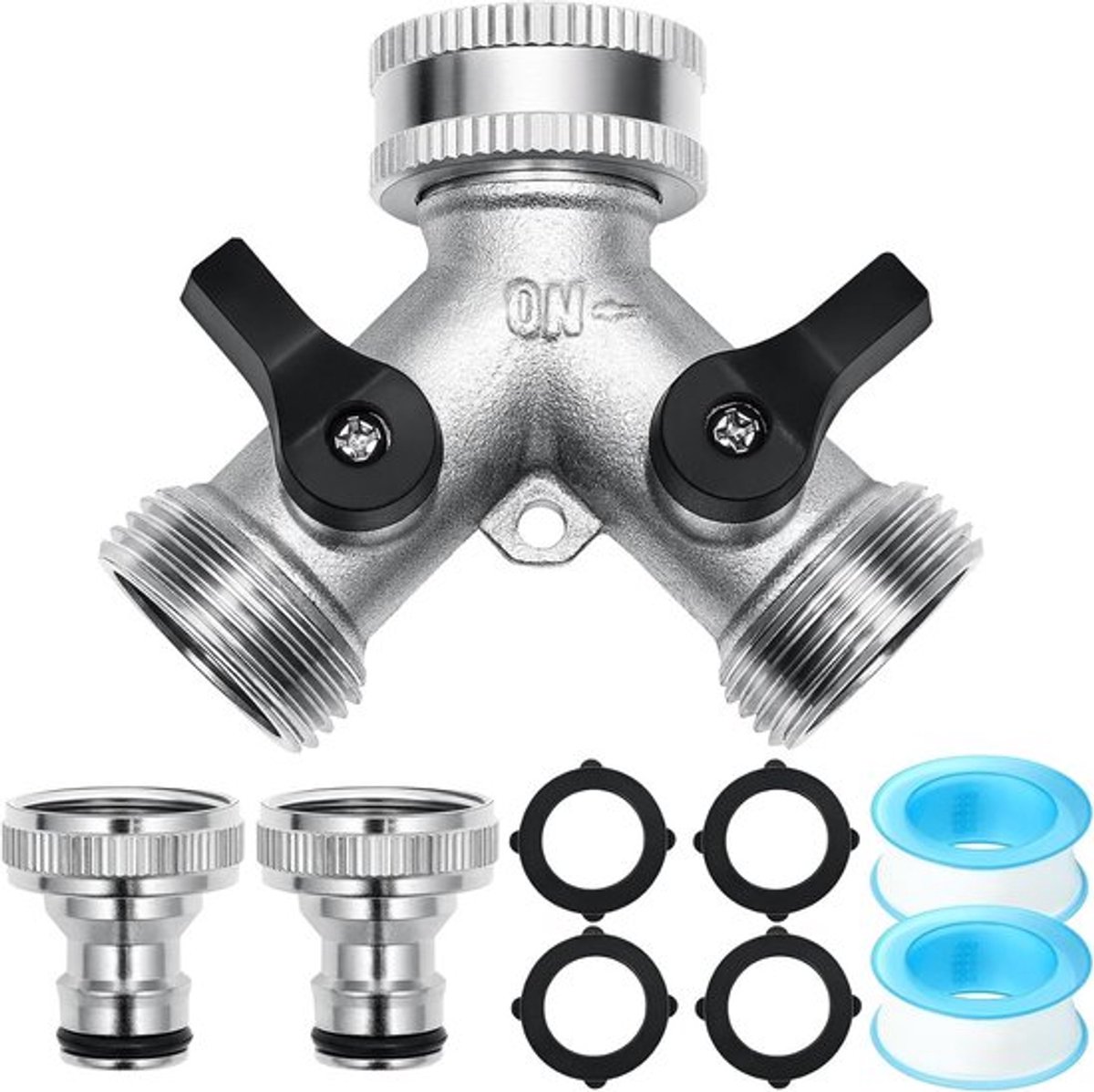 Y-type omleidingsklep - 3/4 inch Y-type omleidingsklep - Y-type kraan - Omleidingsklep - Voor wasmachines - Tweeweg omleidingsklep - Voor huis en tuin - 3/4 inch G-type omleidingsklep - Buitenkraan - Zilveren set