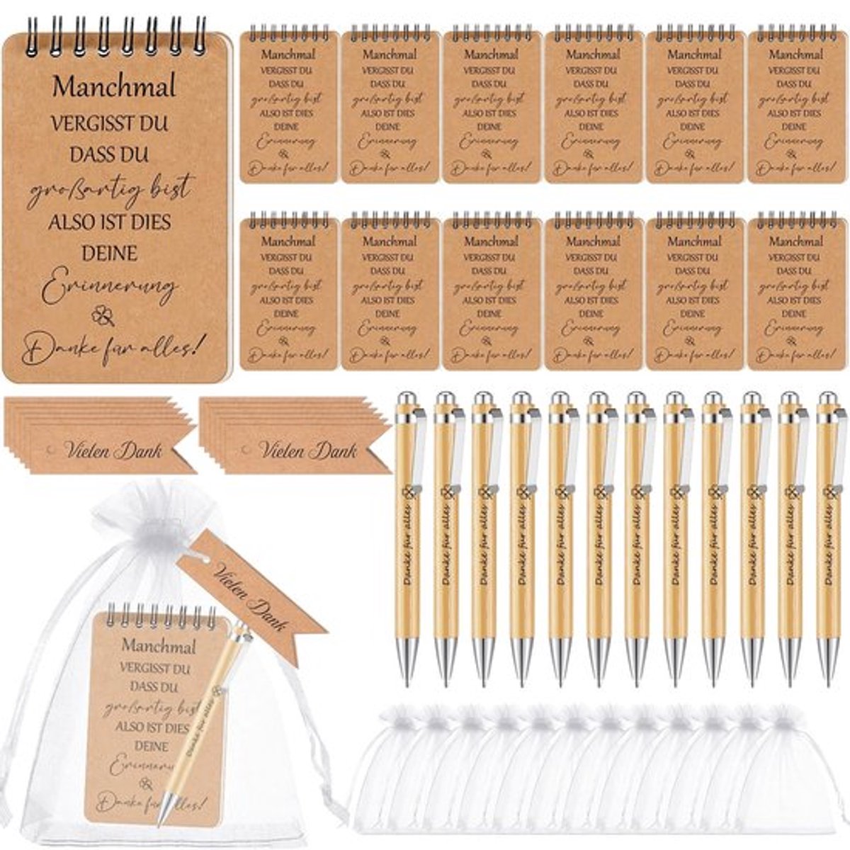 - Dank U Set - Bedank Cadeau - Perfect voor Collega's - 12 Stuks - Pocket Notitieboek en Pen - Voor Diverse Gebruiken - Ideaal voor Creatie..