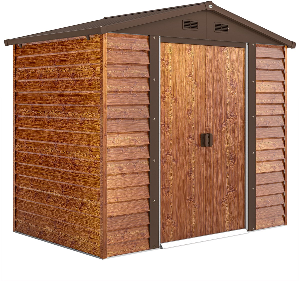Tuinschuur - gereedschapsschuur - tuinhuis met raam - weerbestendig - houtlook - staal - 152 x 235 - 7 x 208 - 7 cm - bruin