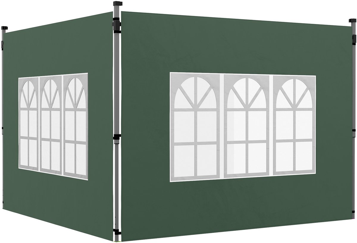 Set van 2 zijpanelen voor een tuinpaviljoen van 3x3/3x4 m - zijwand met raam - waterdicht - groen