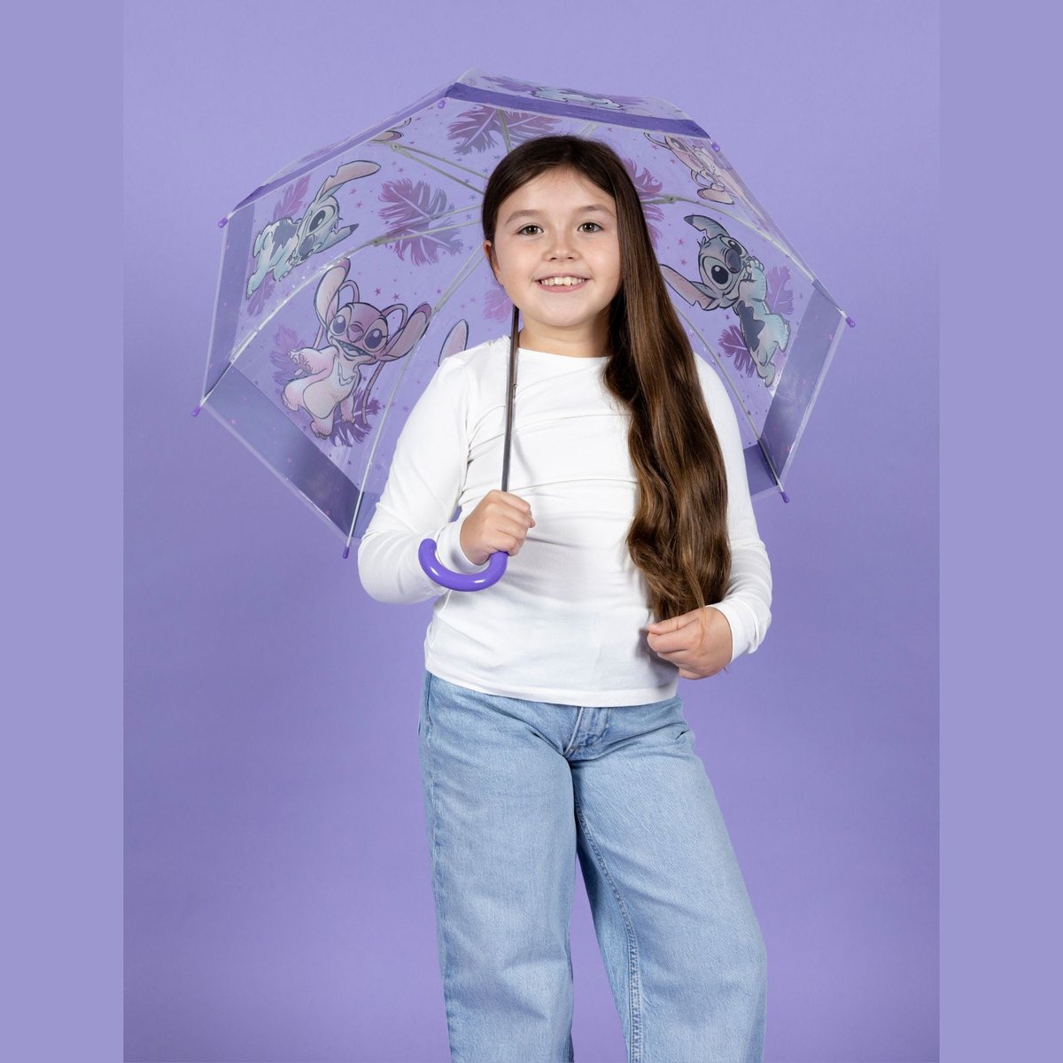Lilo & Stitch Paraplu - Kinderparaplu - Metaal frame - Paars - Transparant — cadeau in Spellen & Speelgoed - foto 4