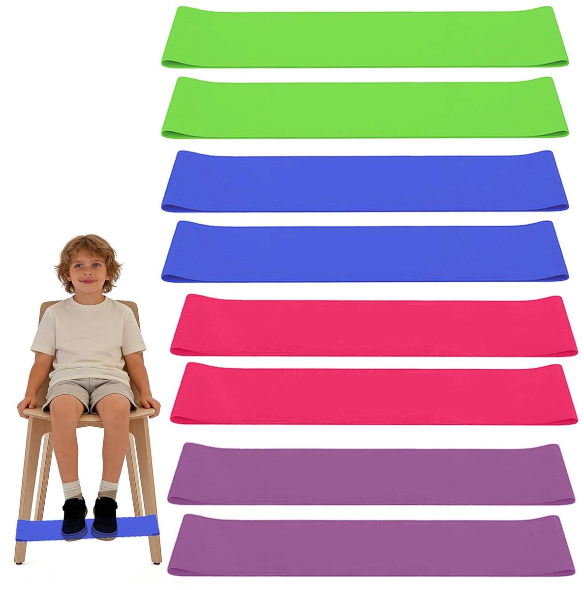 Solidchoice - Set van 8 Kleurige Rekbare Stoelbanden voor Kinderen
