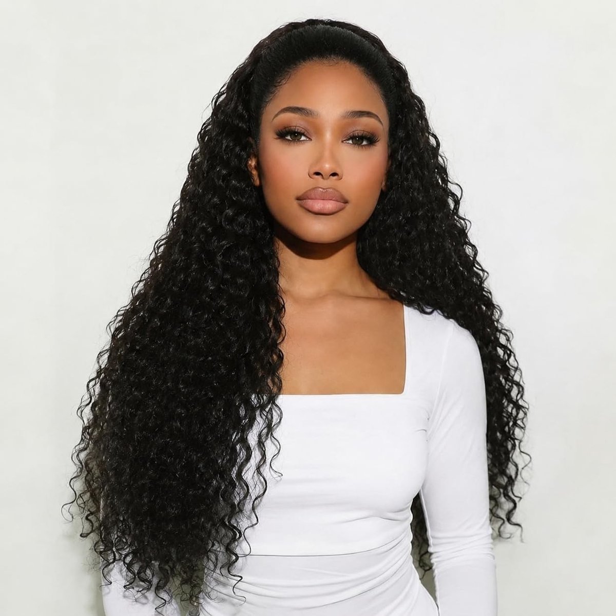 Solidchoice - Half Wig 100% Onbehandeld Haar Deep Wave 26 Inch
