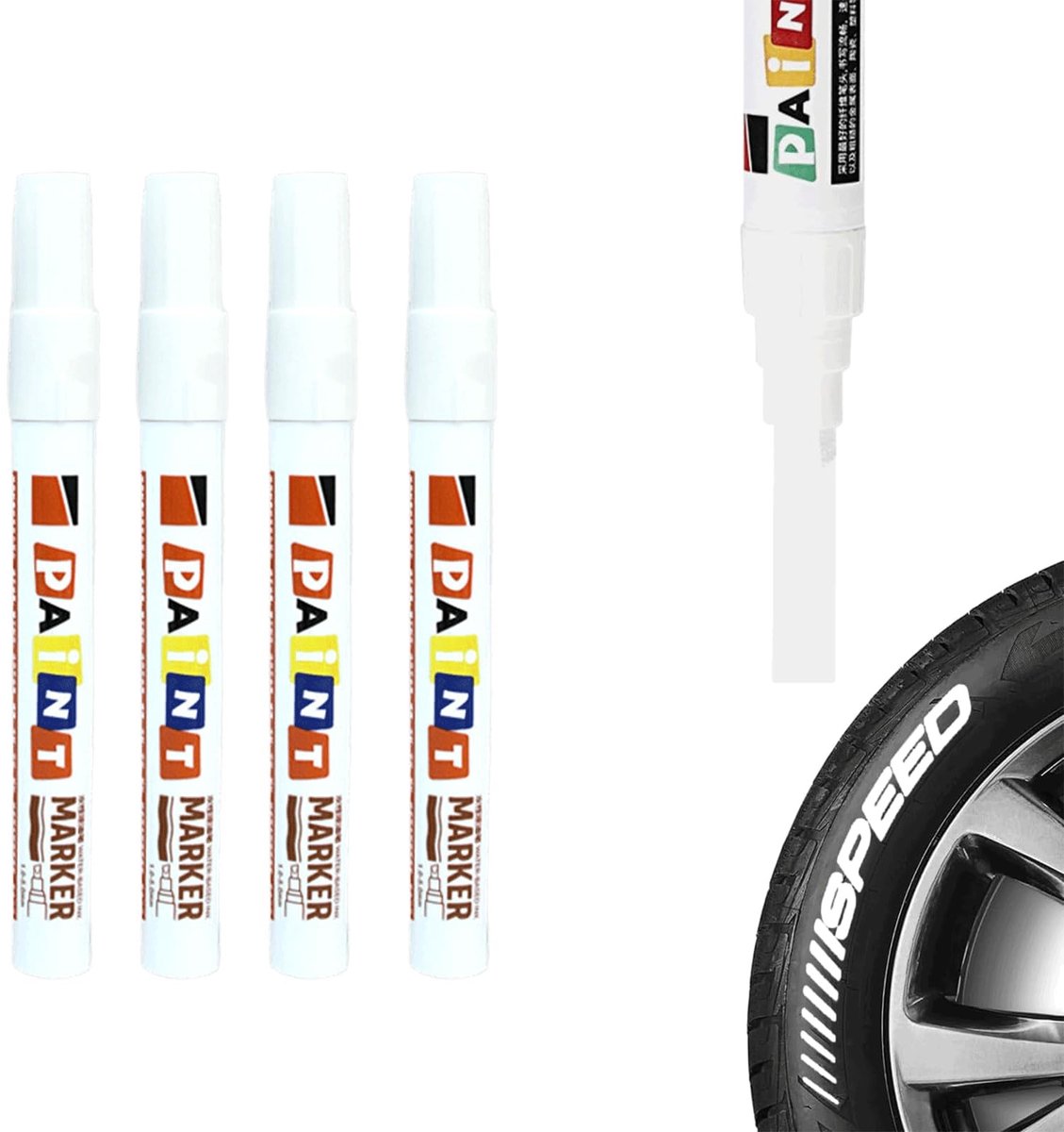 Solidchoice - Set van 4 Waterproof Autoreif Markers in Wit