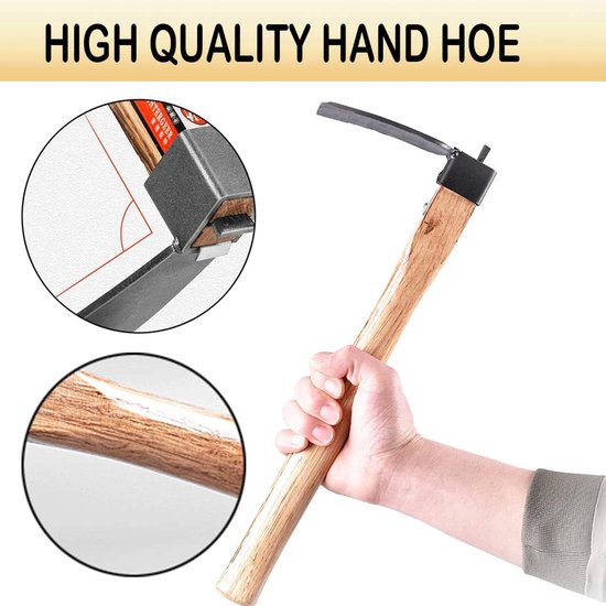Tuinschoffel- tuingereedschap- schoffel en hark- handschoffel met houten handvat voor het losmaken van de grond en het wieden van onkruid (1 stuk). van Tuinschoffel. — afbeelding 4