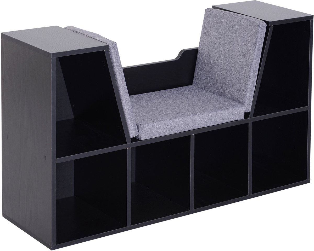 HOMCOM Boekenplank - Spaanplaat - 102x30x61cm - Zwart
