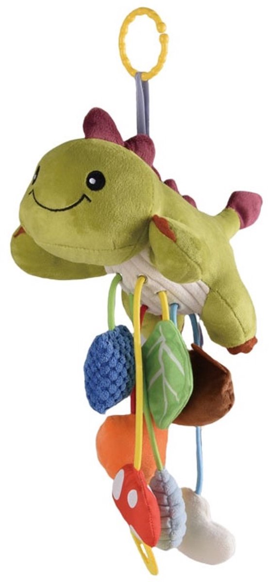 Casalora® Babywagen Hangspeelgoed – Dinosaurus Activiteitenspeelgoed voor Kinderwagen & Autostoel – Sensorisch Babyspeelgoed met Bijtring, Spiegel, Rammelaar en Pieper – Baby Cadeau 0-12 Maanden
