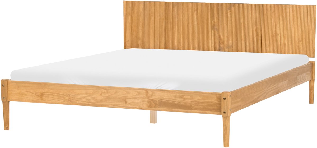 AMBAZAC - Tweepersoonsbed - Lichtbruin - 180 x 200 cm - Grenenhout