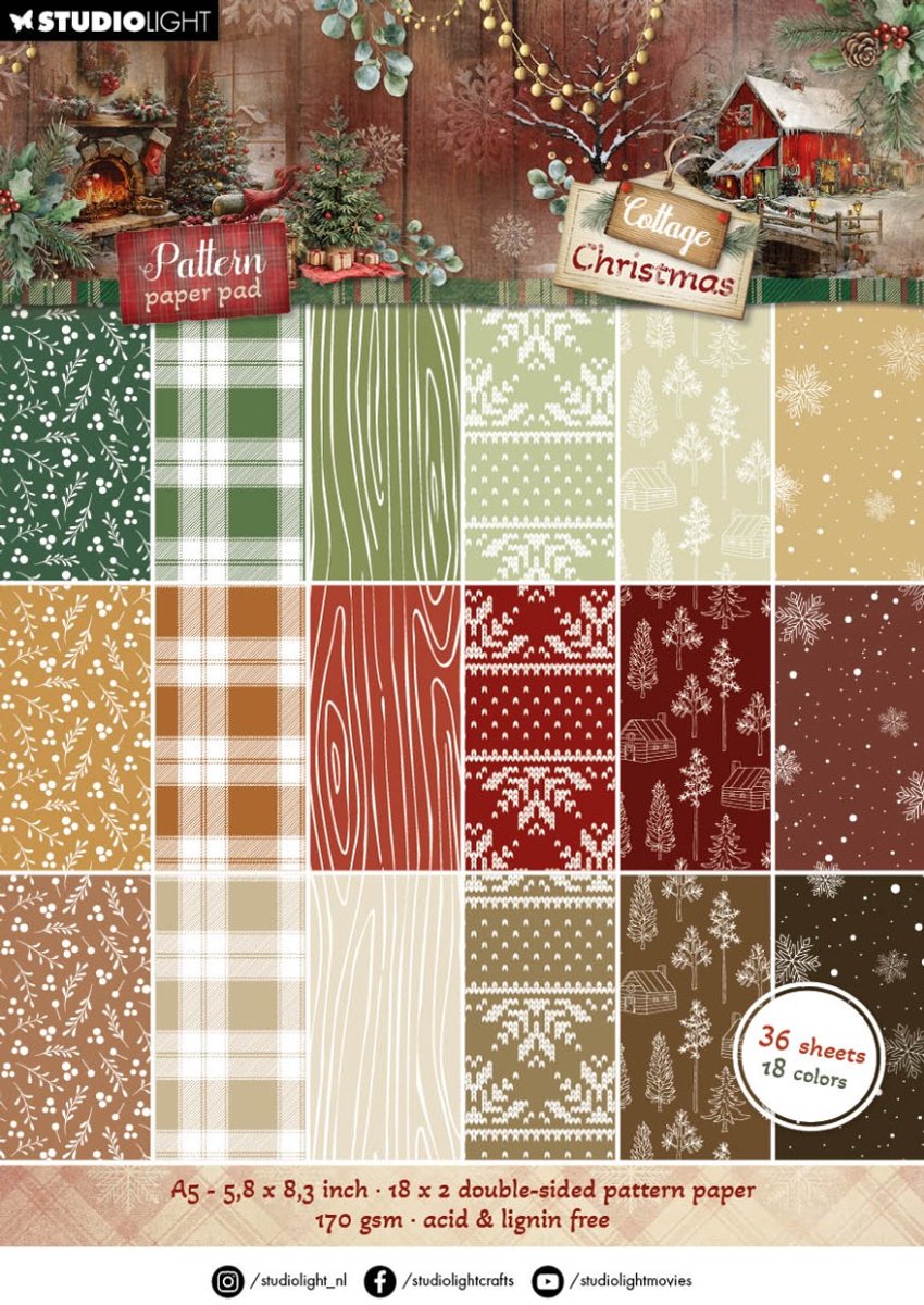 Pattern paper pad - Cottage christmas nr. 487