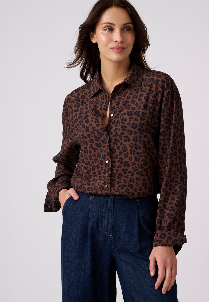 Damart - Overhemdblouse van zuivere viscose - Dames - Bruin - 44
