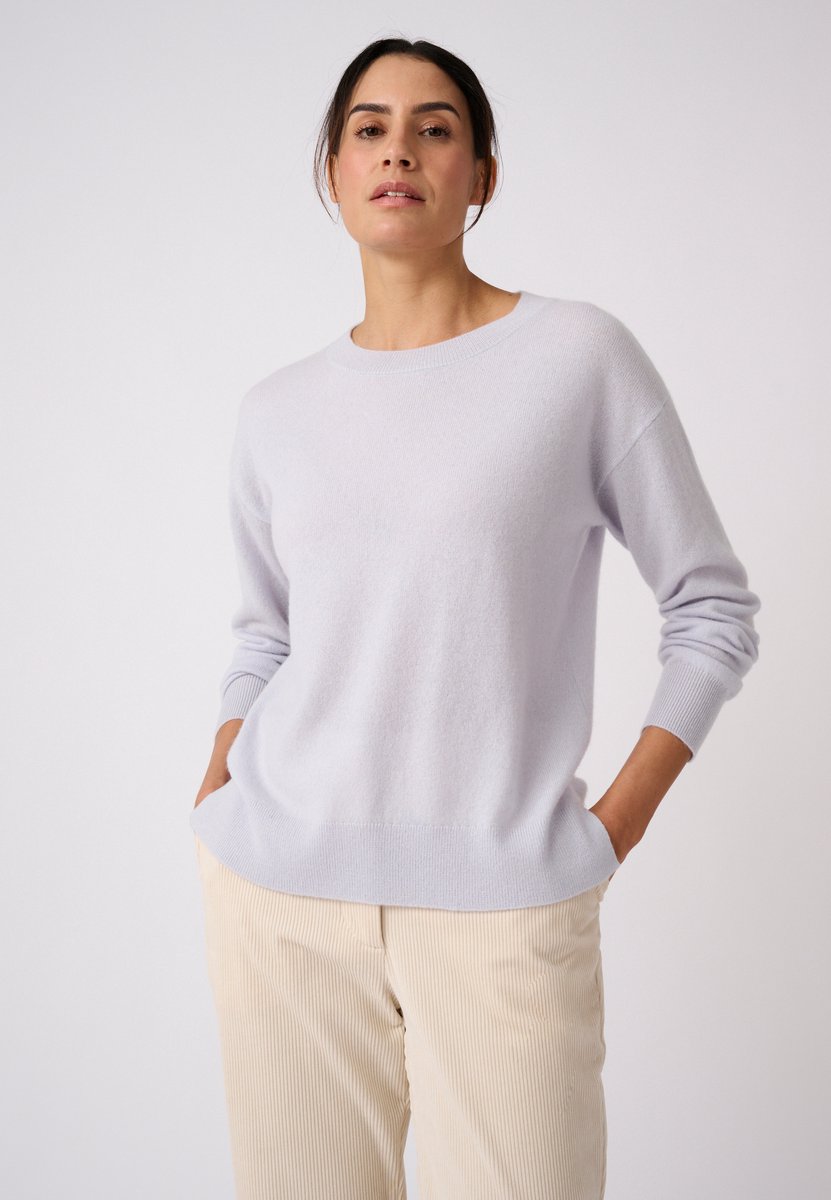 Damart - Trui van zuiver kasjmier met rond hals - Dames - Blauw - XXL