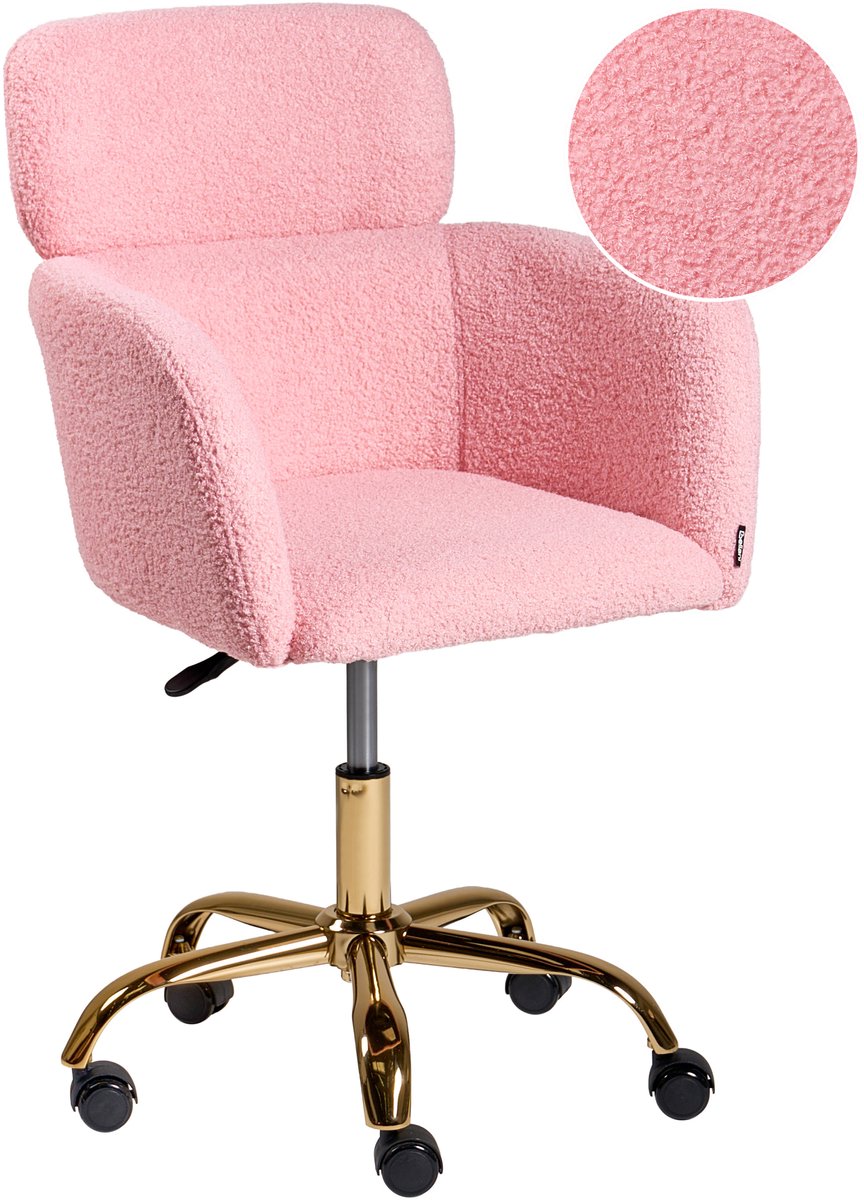 ALENA - Bureaustoel - Roze - Bouclé